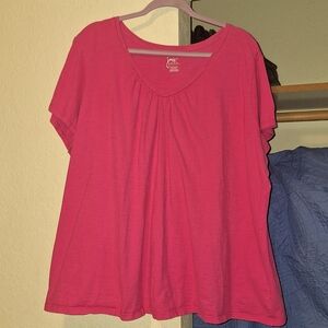 Just My Size Women's Pink V-neck Top